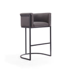 Manhattan Comfort Cosmopolitan Mid-Century Modern Metal Upholstered Barstool in Graphite
