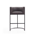 Manhattan Comfort Cosmopolitan Mid-Century Modern Metal Upholstered Barstool in Graphite