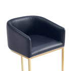 Manhattan Comfort Louvre Mid-Century Modern Metal Upholstered Barstool in Black