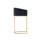 Manhattan Comfort Louvre Mid-Century Modern Metal Upholstered Barstool in Black