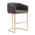 Manhattan Comfort Louvre Mid-Century Modern Metal Upholstered Barstool in Gray