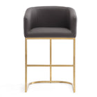Manhattan Comfort Louvre Mid-Century Modern Metal Upholstered Barstool in Gray