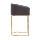 Manhattan Comfort Louvre Mid-Century Modern Metal Upholstered Barstool in Gray