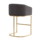 Manhattan Comfort Louvre Mid-Century Modern Metal Upholstered Barstool in Gray