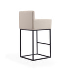 Manhattan Comfort Ambassador Mid-Century Modern Metal Upholstered Barstool in Cream
