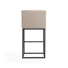 Manhattan Comfort Ambassador Mid-Century Modern Metal Upholstered Barstool in Cream