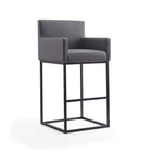 Manhattan Comfort Ambassador Mid-Century Modern Metal Upholstered Barstool in Gray
