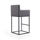 Manhattan Comfort Ambassador Mid-Century Modern Metal Upholstered Barstool in Gray