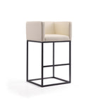 Manhattan Comfort Embassy Mid-Century Modern Metal Upholstered Barstool in Cream