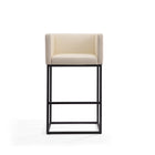 Manhattan Comfort Embassy Mid-Century Modern Metal Upholstered Barstool in Cream