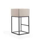 Manhattan Comfort Embassy Mid-Century Modern Metal Upholstered Barstool in Cream