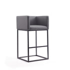 Manhattan Comfort Embassy Mid-Century Modern Metal Upholstered Barstool in Gray
