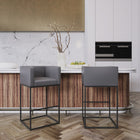 Manhattan Comfort Embassy Mid-Century Modern Metal Upholstered Barstool in Gray