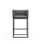 Manhattan Comfort Embassy Mid-Century Modern Metal Upholstered Barstool in Gray