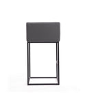 Manhattan Comfort Embassy Mid-Century Modern Metal Upholstered Barstool in Gray