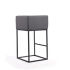 Manhattan Comfort Embassy Mid-Century Modern Metal Upholstered Barstool in Gray