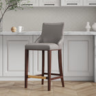 Manhattan Comfort Shubert Modern Wood Upholstered Barstool in Dark Taupe