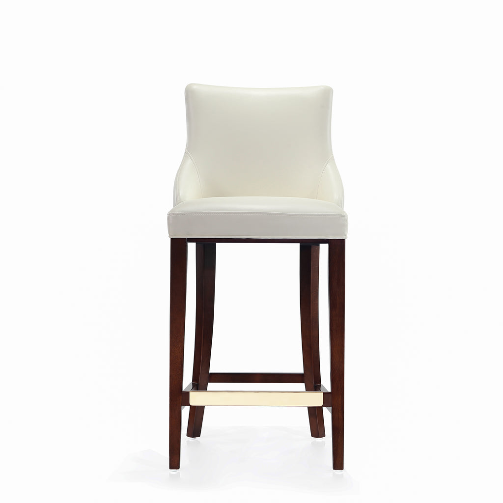 Manhattan Comfort Shubert Modern Wood Upholstered Barstool in Ivory