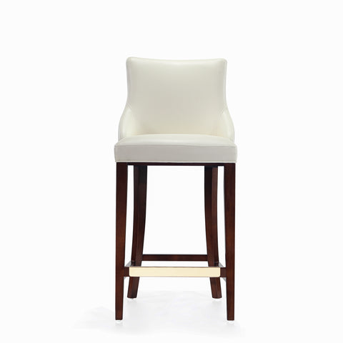 Manhattan Comfort Shubert Modern Wood Upholstered Barstool in Ivory