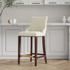 Manhattan Comfort Shubert Modern Wood Upholstered Barstool in Ivory