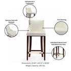 Manhattan Comfort Shubert Modern Wood Upholstered Barstool in Ivory