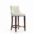 Manhattan Comfort Shubert Modern Wood Upholstered Barstool in Ivory