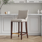 Manhattan Comfort Shubert Modern Wood Upholstered Barstool in Light Gray