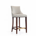 Manhattan Comfort Shubert Modern Wood Upholstered Barstool in Light Gray