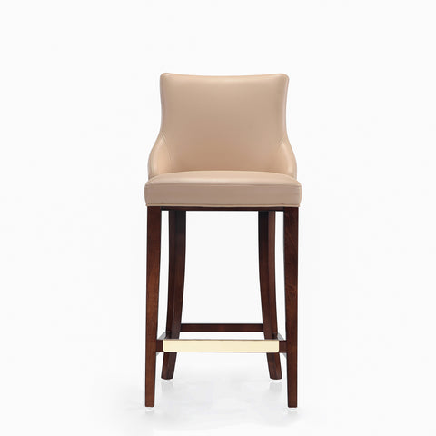 Manhattan Comfort Shubert Modern Wood Upholstered Barstool in Tan