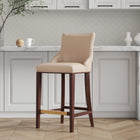 Manhattan Comfort Shubert Modern Wood Upholstered Barstool in Tan