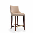 Manhattan Comfort Shubert Modern Wood Upholstered Barstool in Tan
