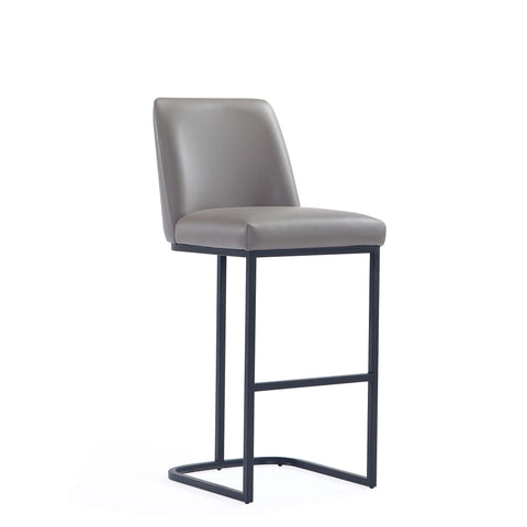 Manhattan Comfort Serena Modern Metal Upholstered Barstool in Taupe