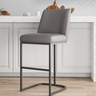 Manhattan Comfort Serena Modern Metal Upholstered Barstool in Taupe