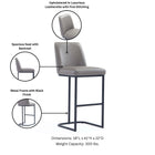 Manhattan Comfort Serena Modern Metal Upholstered Barstool in Taupe
