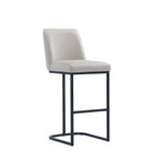 Manhattan Comfort Serena Modern Metal Upholstered Barstool in Light Gray