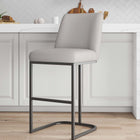Manhattan Comfort Serena Modern Metal Upholstered Barstool in Light Gray