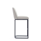 Manhattan Comfort Serena Modern Metal Upholstered Barstool in Light Gray