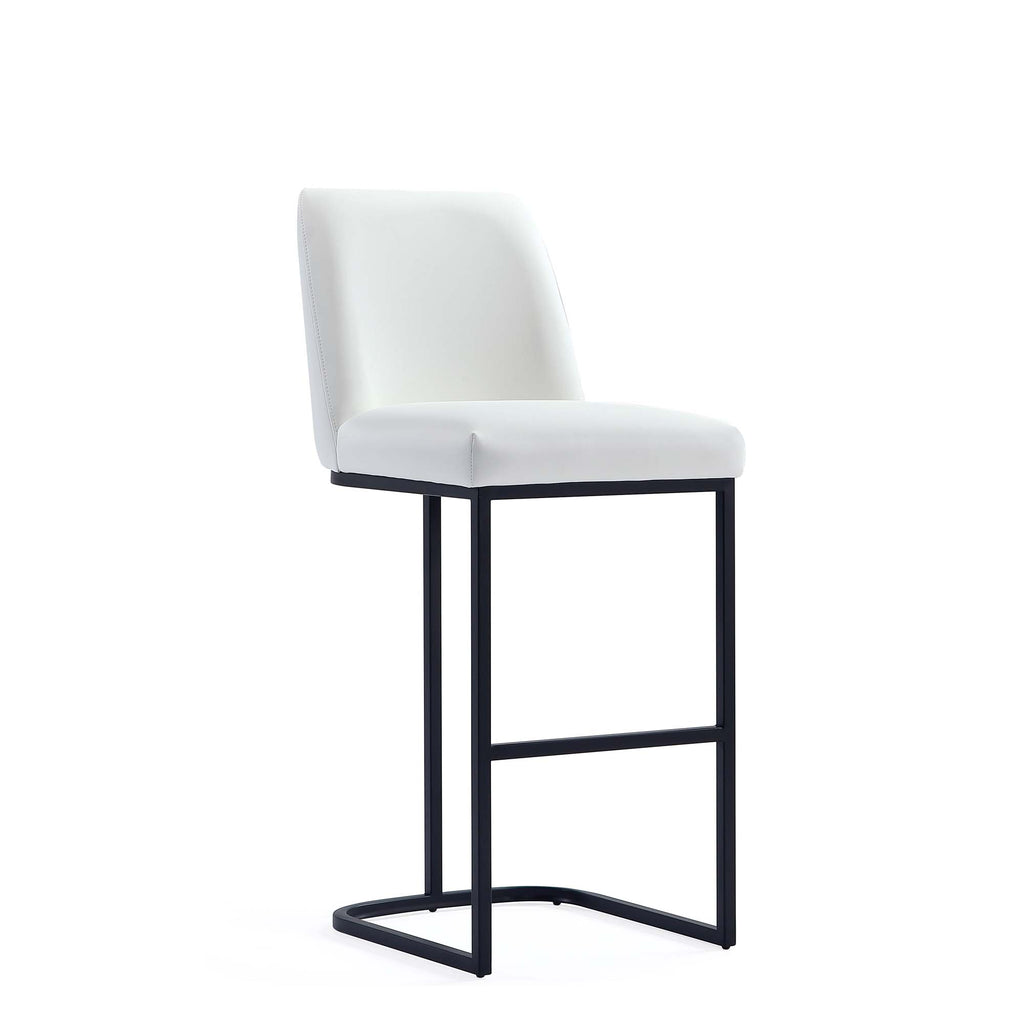 Manhattan Comfort Serena Modern Metal Upholstered Barstool in White