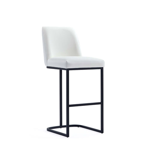 Manhattan Comfort Serena Modern Metal Upholstered Barstool in White