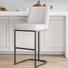 Manhattan Comfort Serena Modern Metal Upholstered Barstool in White
