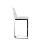 Manhattan Comfort Serena Modern Metal Upholstered Barstool in White