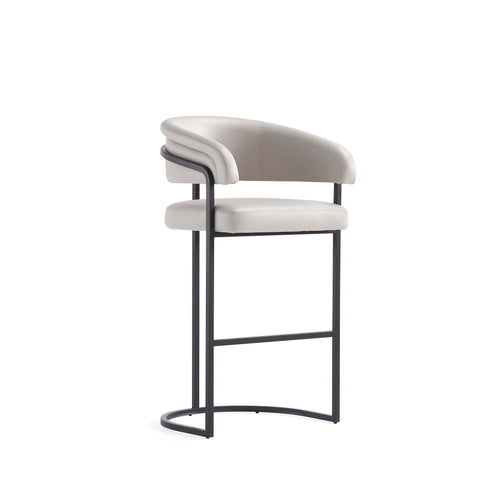Manhattan Comfort Augusta Modern Metal Upholstered Barstool in Light Gray