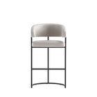 Manhattan Comfort Augusta Modern Metal Upholstered Barstool in Light Gray