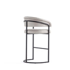 Manhattan Comfort Augusta Modern Metal Upholstered Barstool in Light Gray