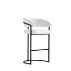 Manhattan Comfort Augusta Modern Metal Upholstered Barstool in White