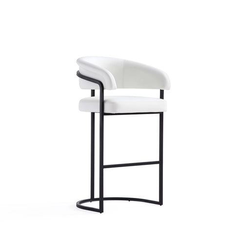 Manhattan Comfort Augusta Modern Metal Upholstered Barstool in White