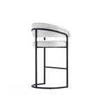 Manhattan Comfort Augusta Modern Metal Upholstered Barstool in White