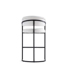 Manhattan Comfort Augusta Modern Metal Upholstered Barstool in White