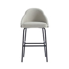 Manhattan Comfort Gracie Modern Metal Upholstered Barstool in Stone Gray and Black
