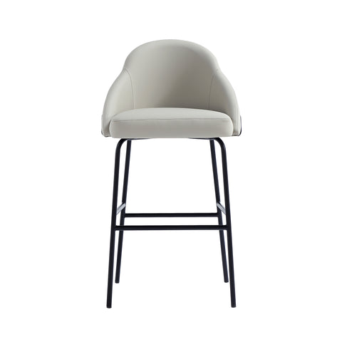 Manhattan Comfort Gracie Modern Metal Upholstered Barstool in Stone Gray and Black